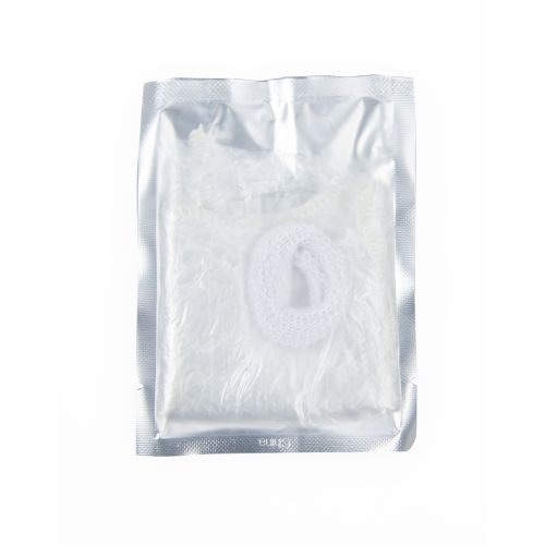 Shower Cap, 18in Clear, Scrunchie, Package Frosted Front with Silver Back